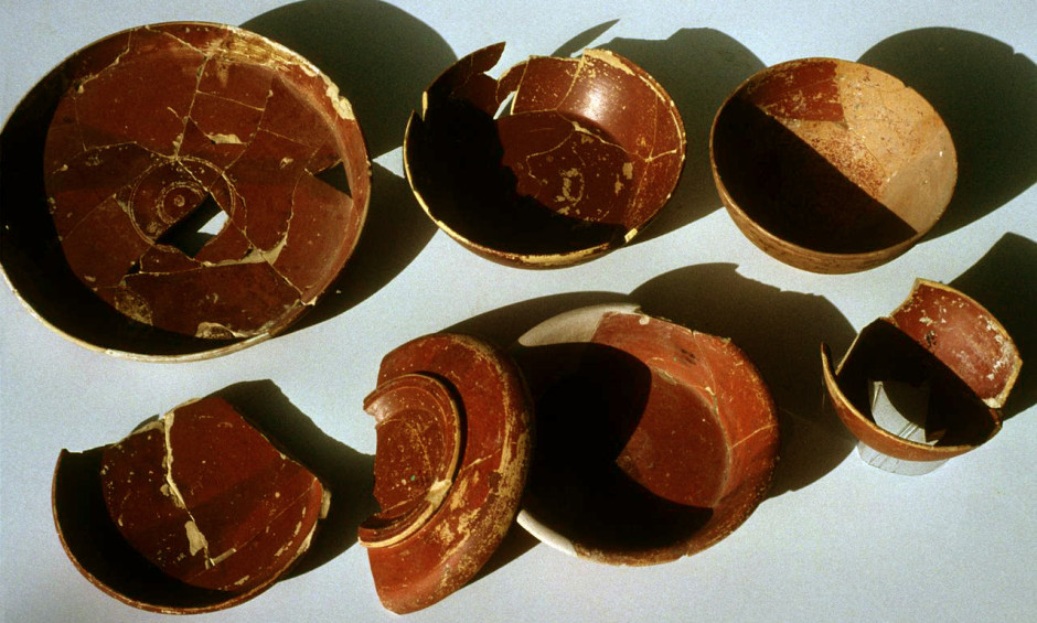 Red-slipped plates and bowls (1st Century CE) found at Gamla
